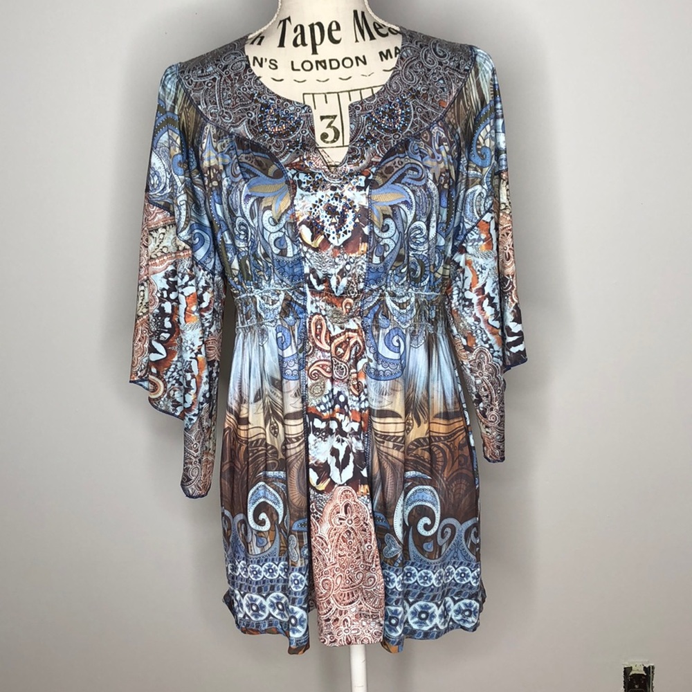 One World Boho Jeweled Top